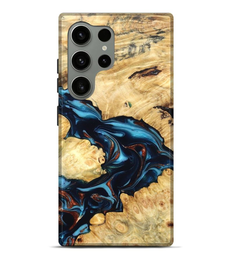 Galaxy S24 Ultra Wood Live Edge Phone Case - West (Teal & Gold, 819601)