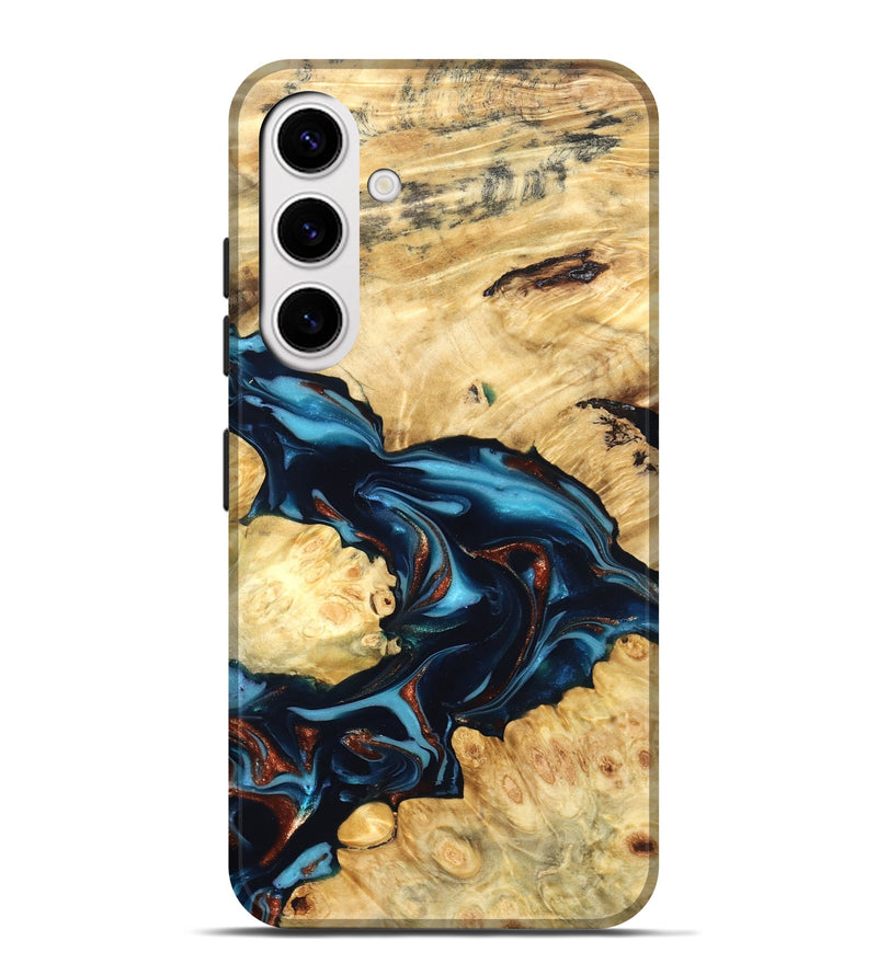 Galaxy S25 Plus Wood Live Edge Phone Case - West (Teal & Gold, 819601)
