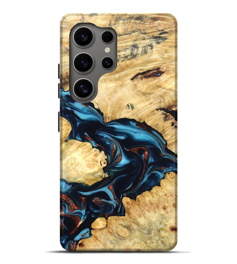 Galaxy S25 Ultra Wood Live Edge Phone Case - West (Teal & Gold, 819601)