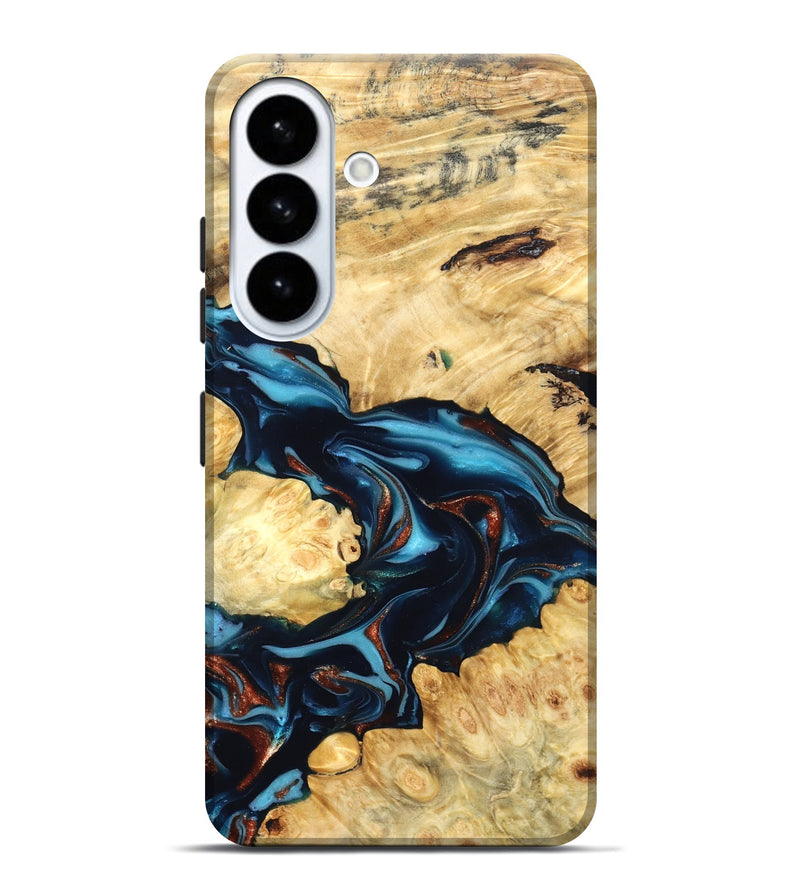 Galaxy S26 Plus Wood Live Edge Phone Case - West (Teal & Gold, 819601)