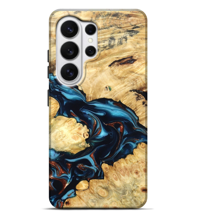 Galaxy S26 Ultra Wood Live Edge Phone Case - West (Teal & Gold, 819601)