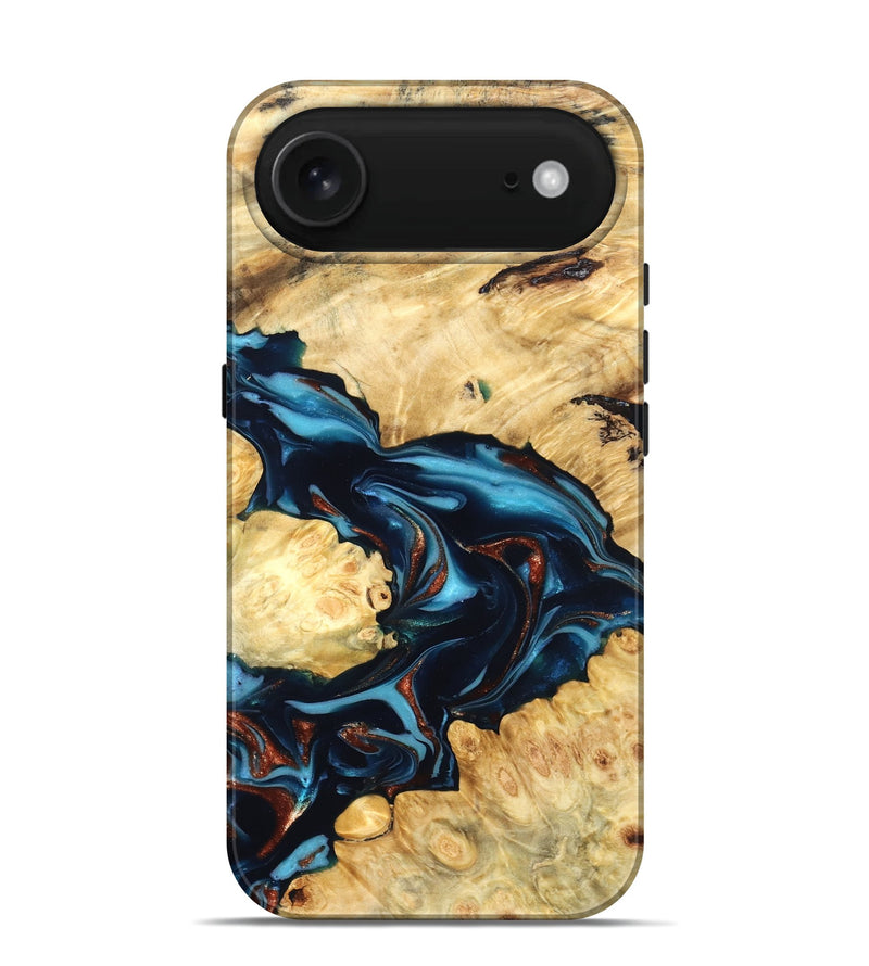 iPhone 17 Air Wood Live Edge Phone Case - West (Teal & Gold, 819601)