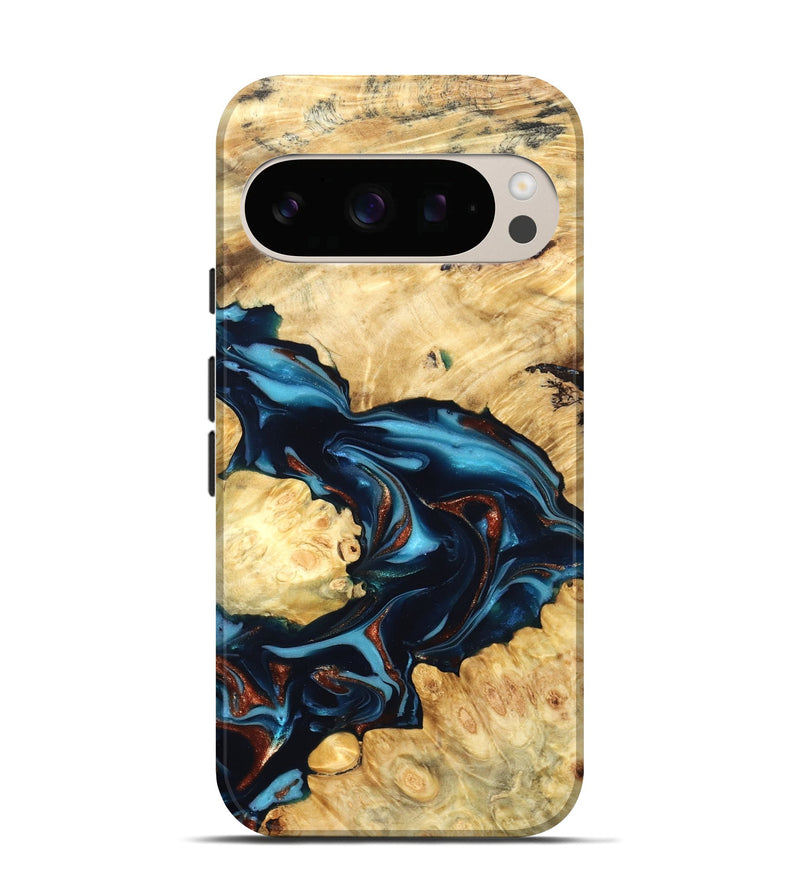 Pixel 10 Wood Live Edge Phone Case - West (Teal & Gold, 819601)