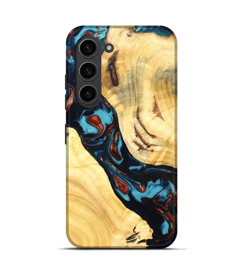 Galaxy S23 Wood Live Edge Phone Case - Abdiel (Teal & Gold, 819602)