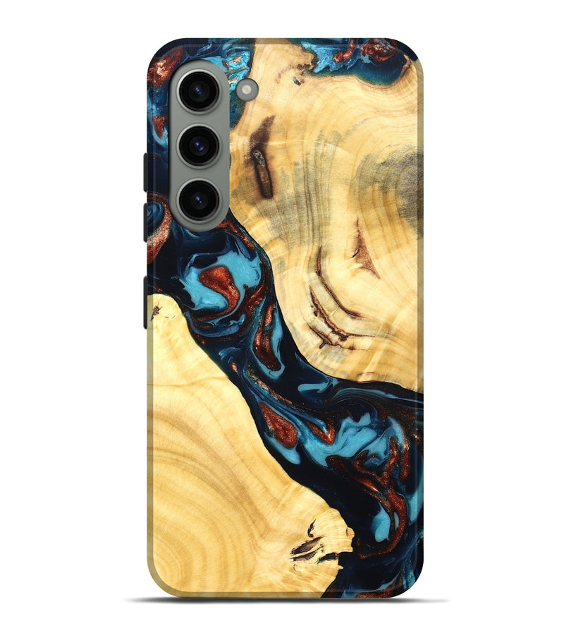 Galaxy S23 Plus Wood Live Edge Phone Case - Abdiel (Teal & Gold, 819602)