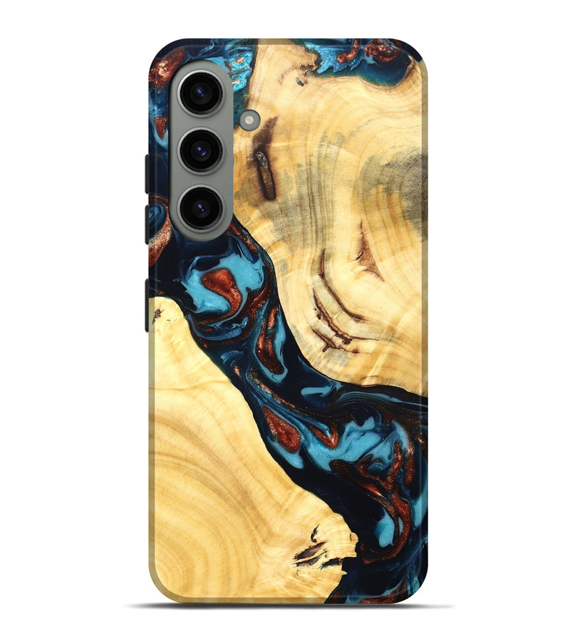 Galaxy S24 Plus Wood Live Edge Phone Case - Abdiel (Teal & Gold, 819602)