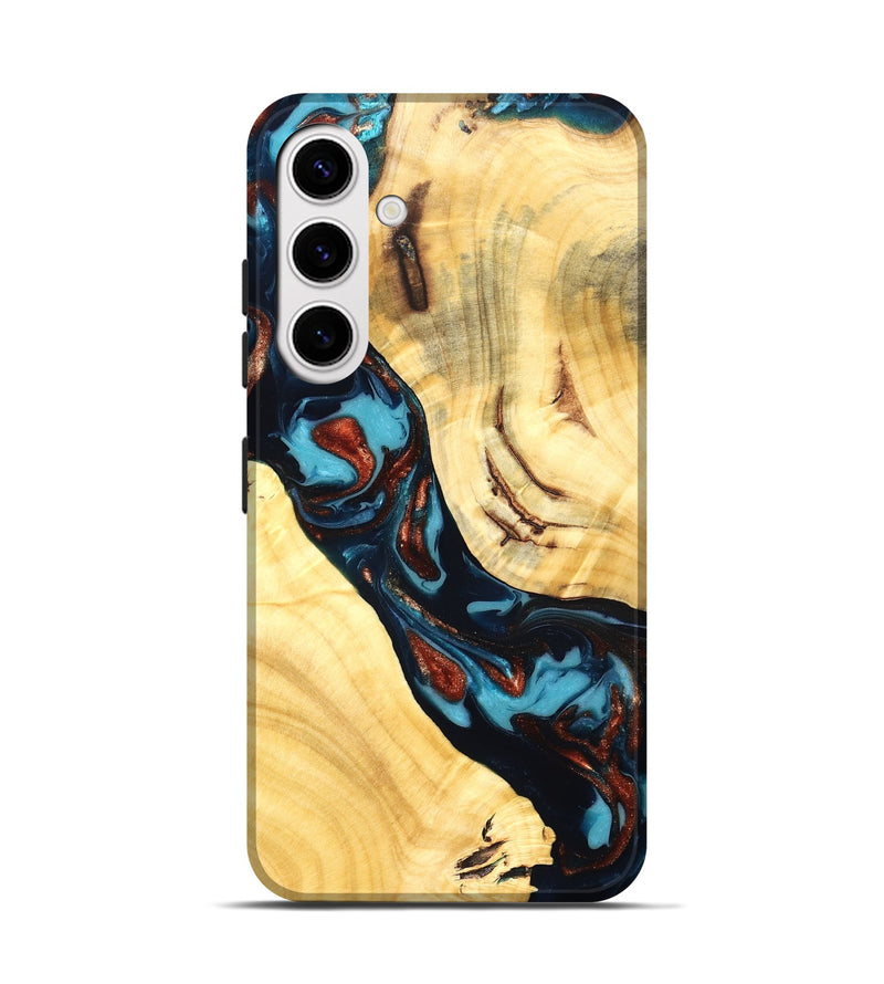 Galaxy S25 Wood Live Edge Phone Case - Abdiel (Teal & Gold, 819602)