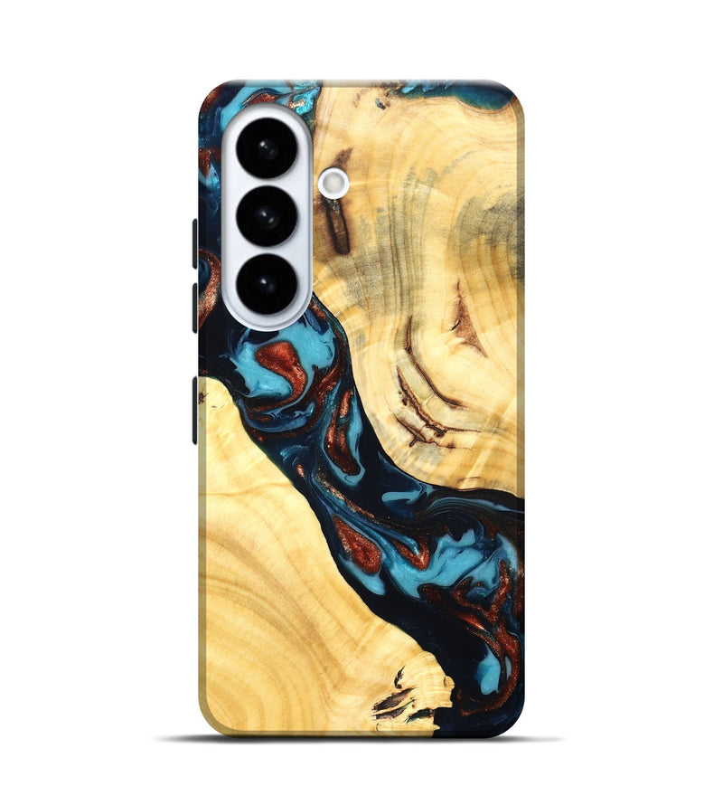 Galaxy S26 Wood Live Edge Phone Case - Abdiel (Teal & Gold, 819602)