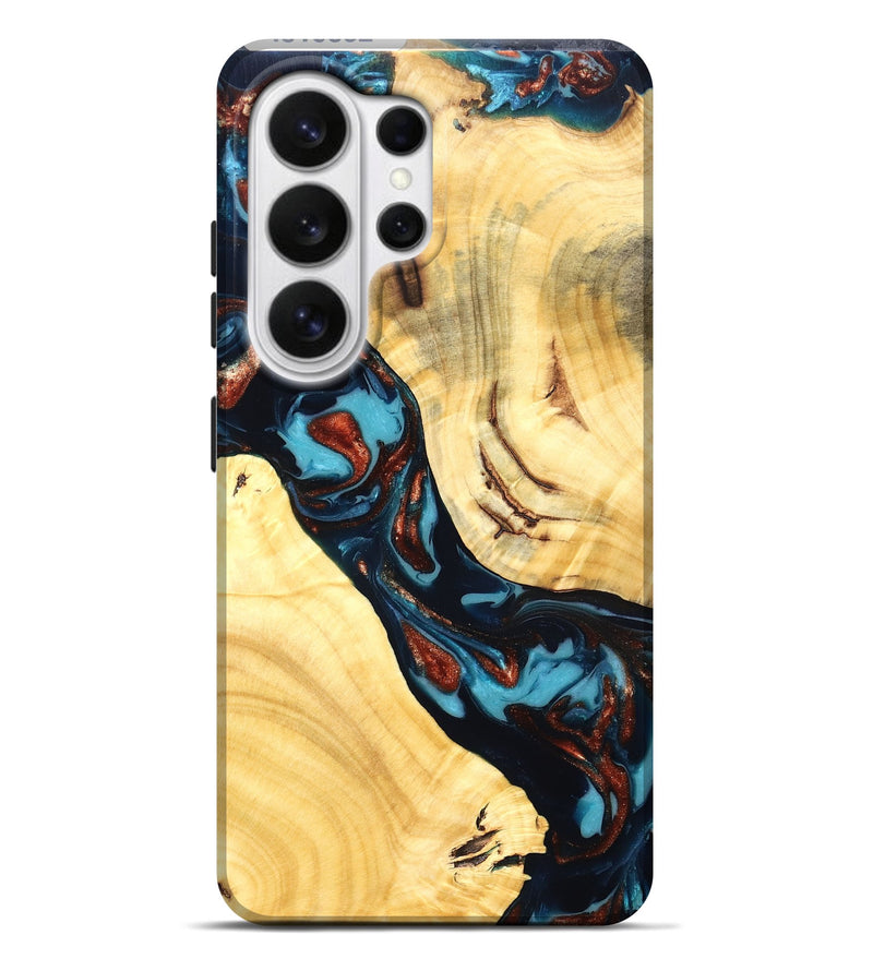 Galaxy S26 Ultra Wood Live Edge Phone Case - Abdiel (Teal & Gold, 819602)