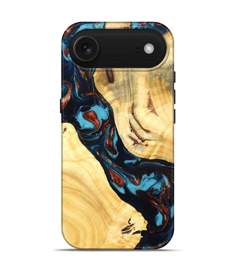 iPhone 17 Air Wood Live Edge Phone Case - Abdiel (Teal & Gold, 819602)