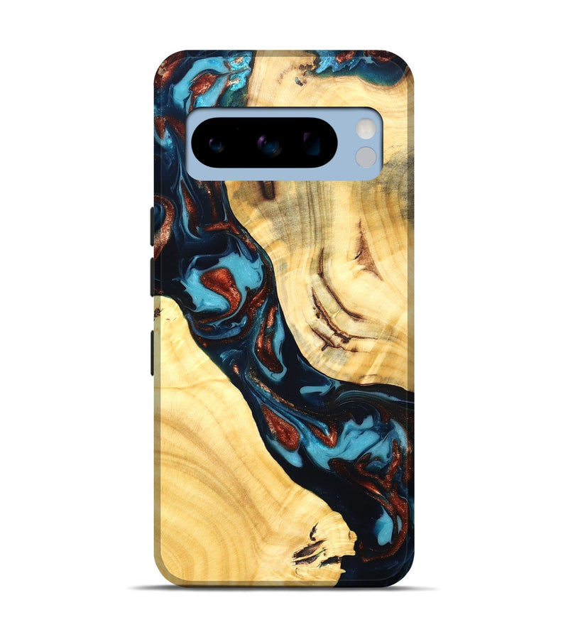 Pixel 8 Pro Wood Live Edge Phone Case - Abdiel (Teal & Gold, 819602)