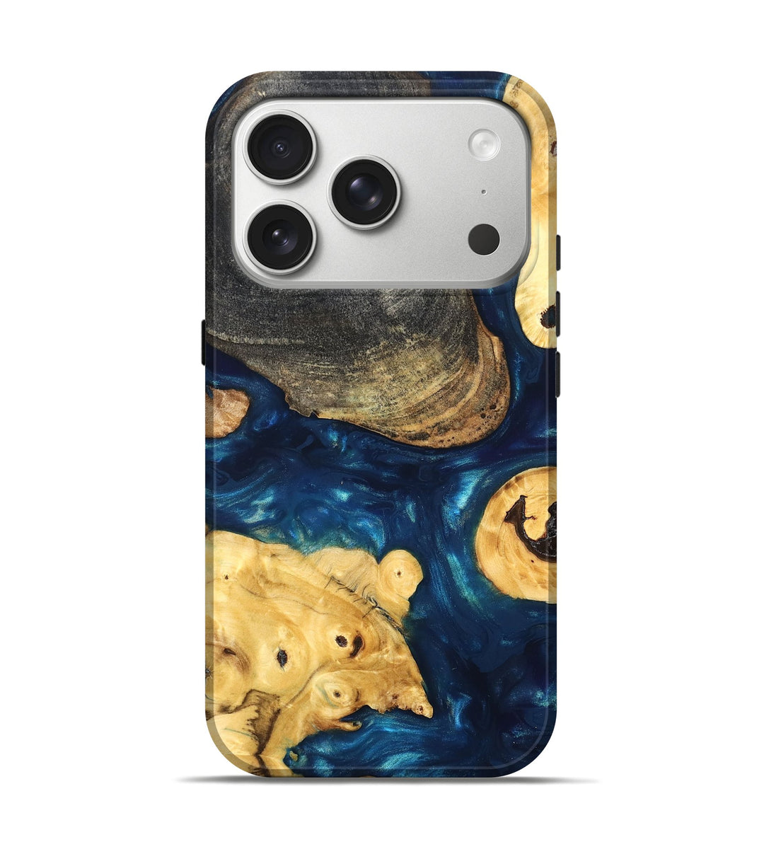 iPhone 17 Pro Wood Live Edge Phone Case - Kolby (Teal & Gold, 819606)