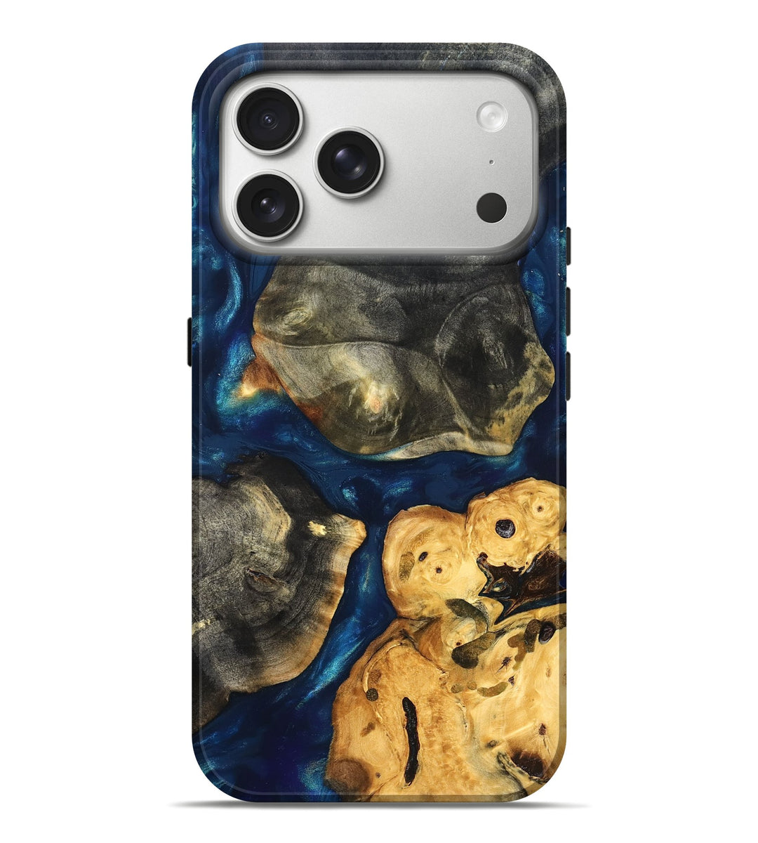 iPhone 17 Pro Max Wood Live Edge Phone Case - Dave (Teal & Gold, 819608)