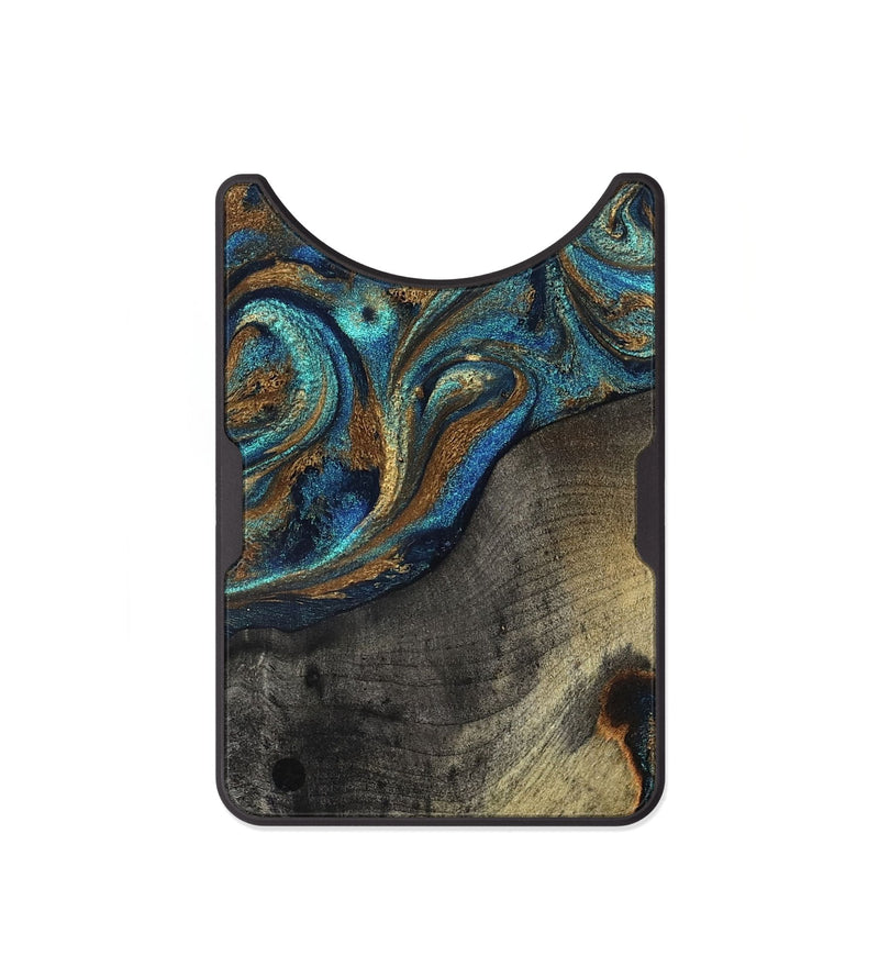 Alloy Wood Wallet - Evalyn (Teal & Gold, 819616)