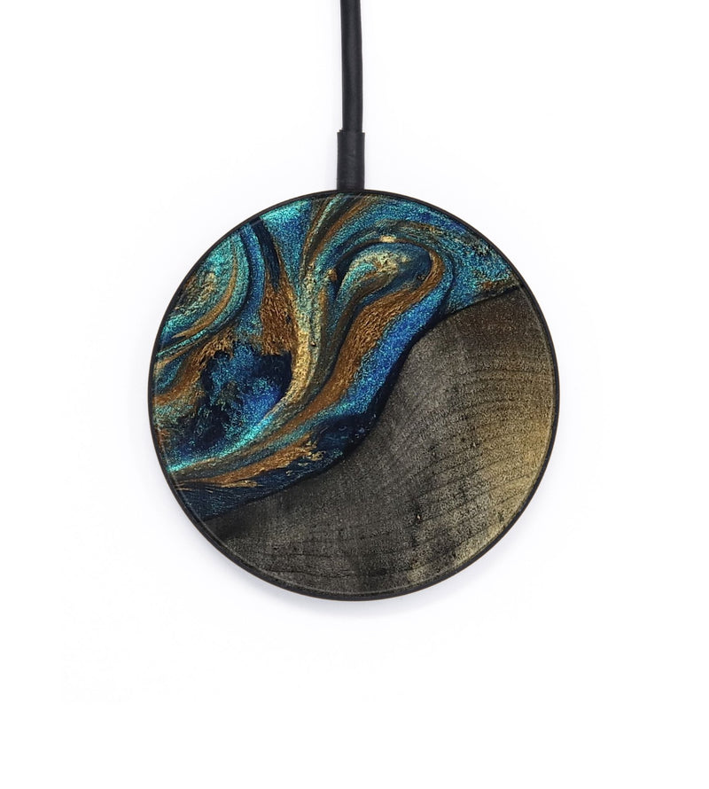 Circle Wood Wireless Charger - Evalyn (Teal & Gold, 819616)