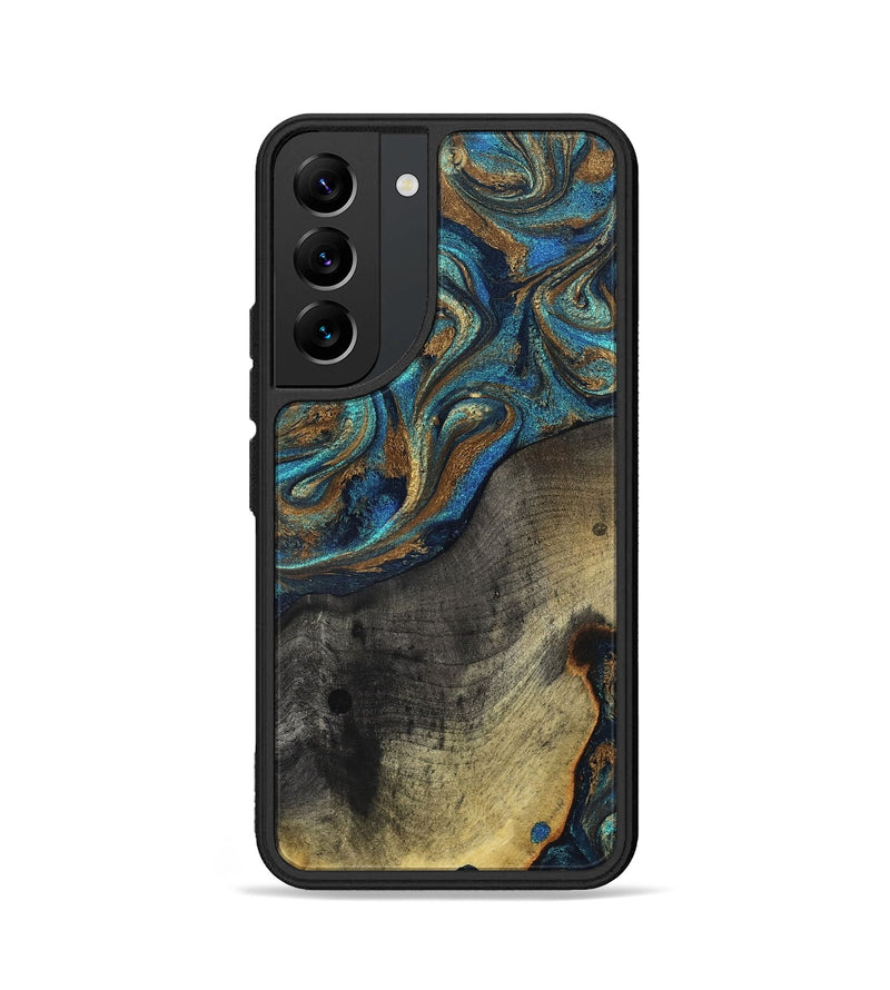 Galaxy S22 Wood Phone Case - Evalyn (Teal & Gold, 819616)