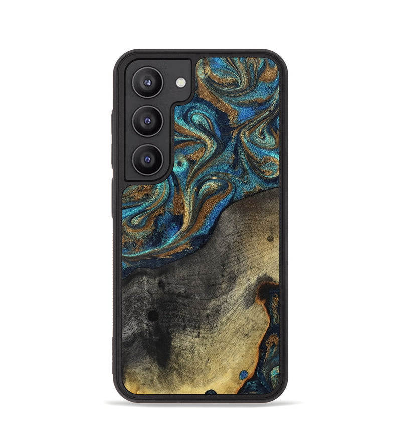 Galaxy S23 Wood Phone Case - Evalyn (Teal & Gold, 819616)