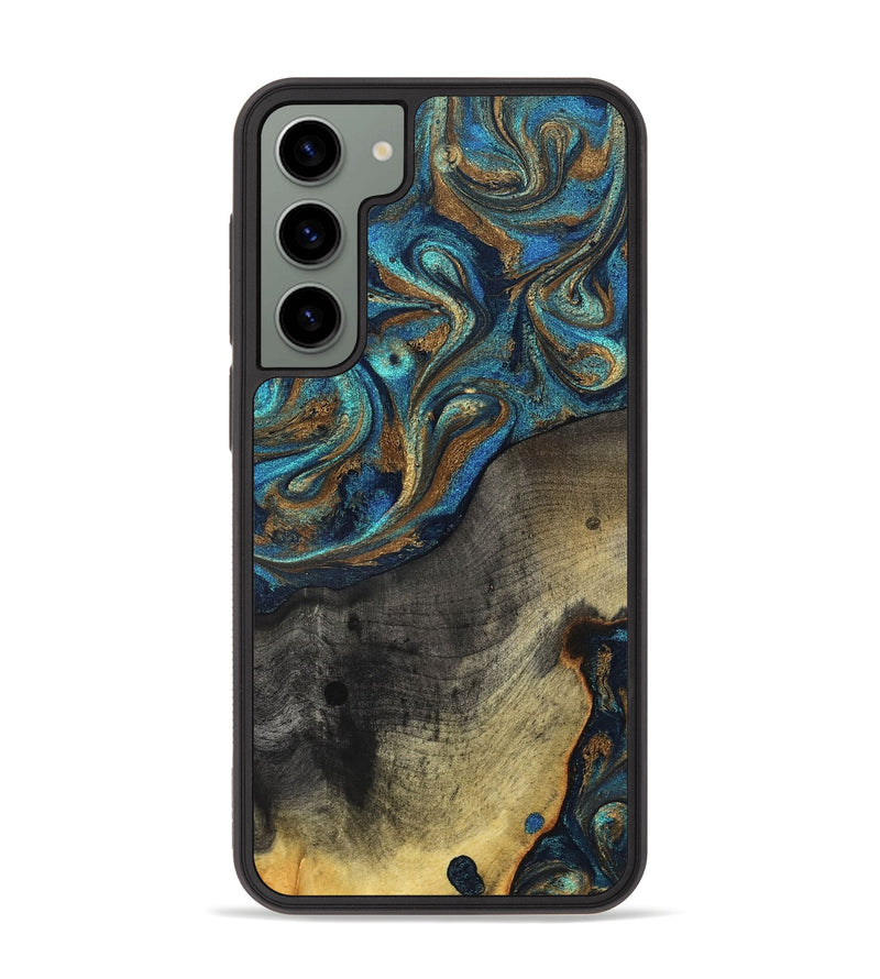 Galaxy S23 Plus Wood Phone Case - Evalyn (Teal & Gold, 819616)