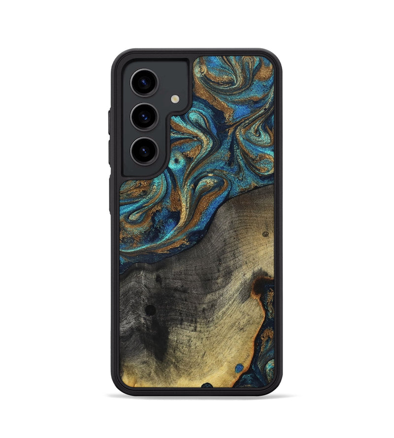 Galaxy S24 Wood Phone Case - Evalyn (Teal & Gold, 819616)