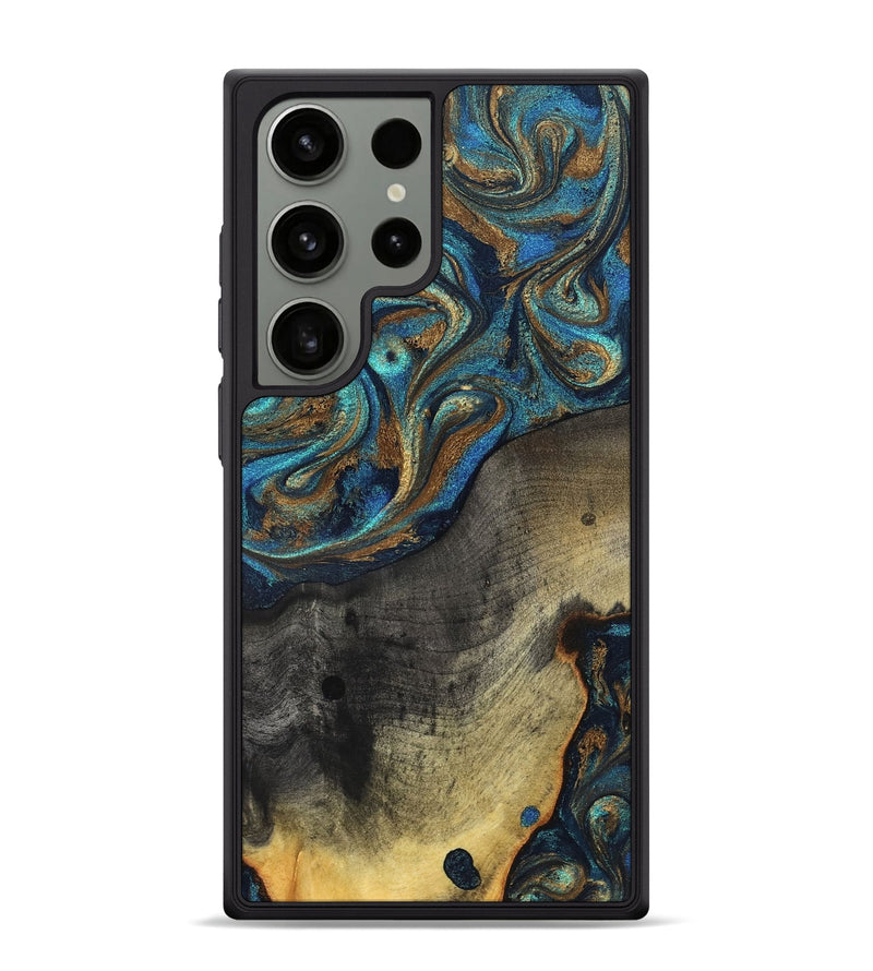 Galaxy S24 Ultra Wood Phone Case - Evalyn (Teal & Gold, 819616)