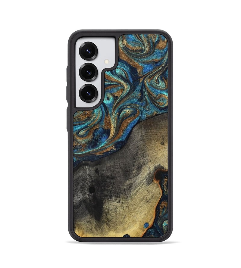 Galaxy S25 Wood Phone Case - Evalyn (Teal & Gold, 819616)