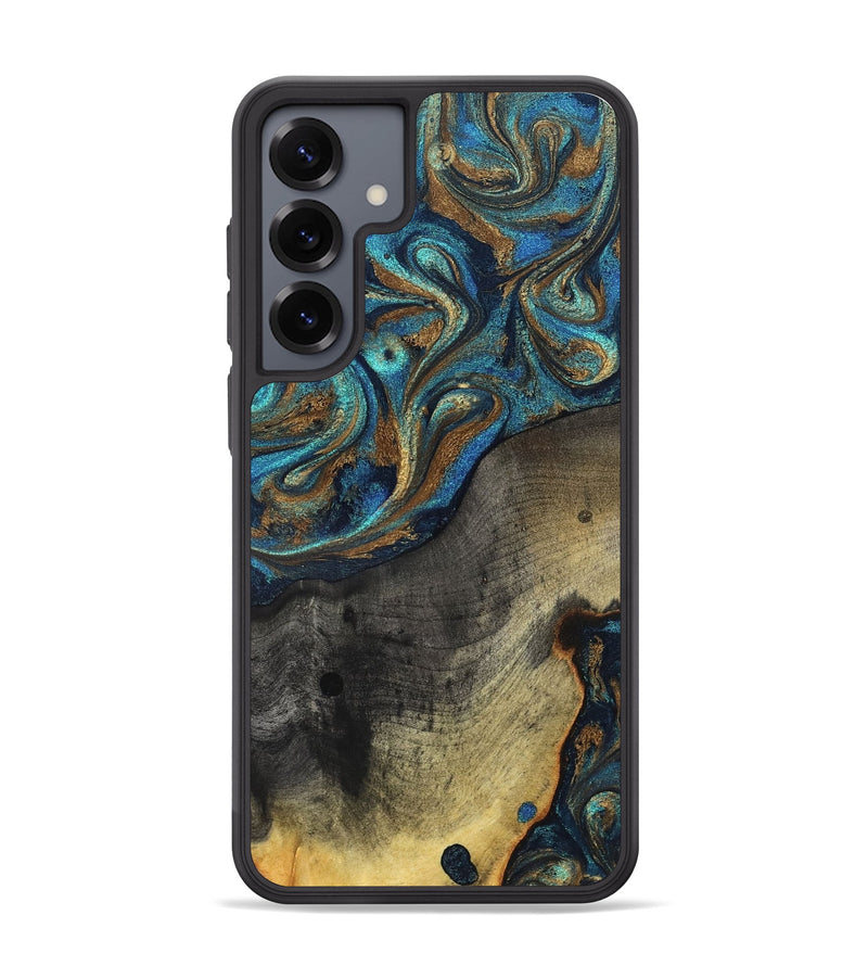 Galaxy S25 Plus Wood Phone Case - Evalyn (Teal & Gold, 819616)