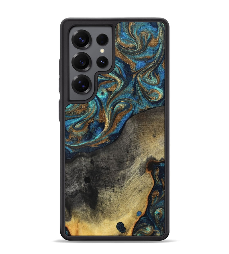 Galaxy S25 Ultra Wood Phone Case - Evalyn (Teal & Gold, 819616)