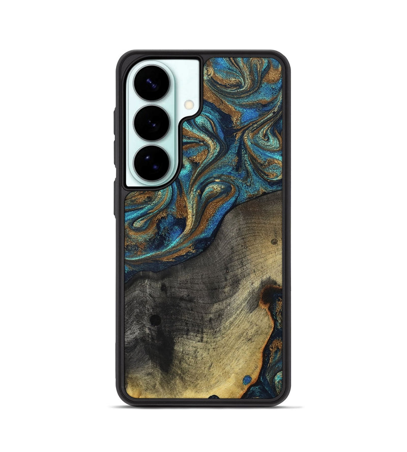 Galaxy S26 Wood Phone Case - Evalyn (Teal & Gold, 819616)