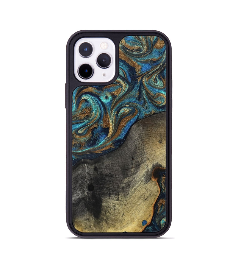 iPhone 11 Pro Wood Phone Case - Evalyn (Teal & Gold, 819616)