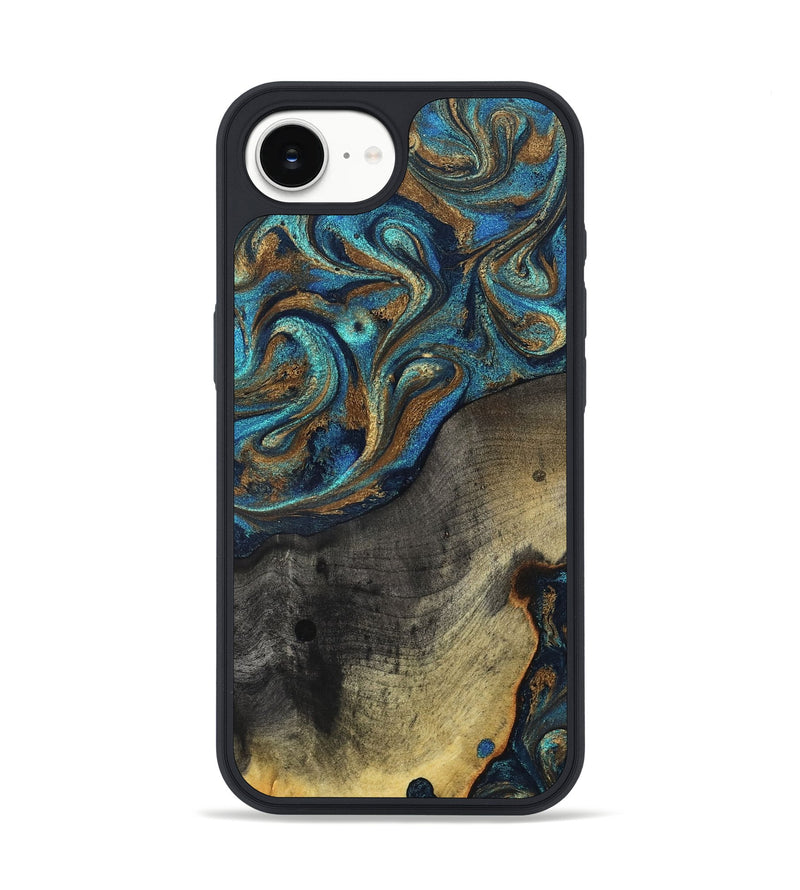 iPhone 17e Wood Phone Case - Evalyn (Teal & Gold, 819616)