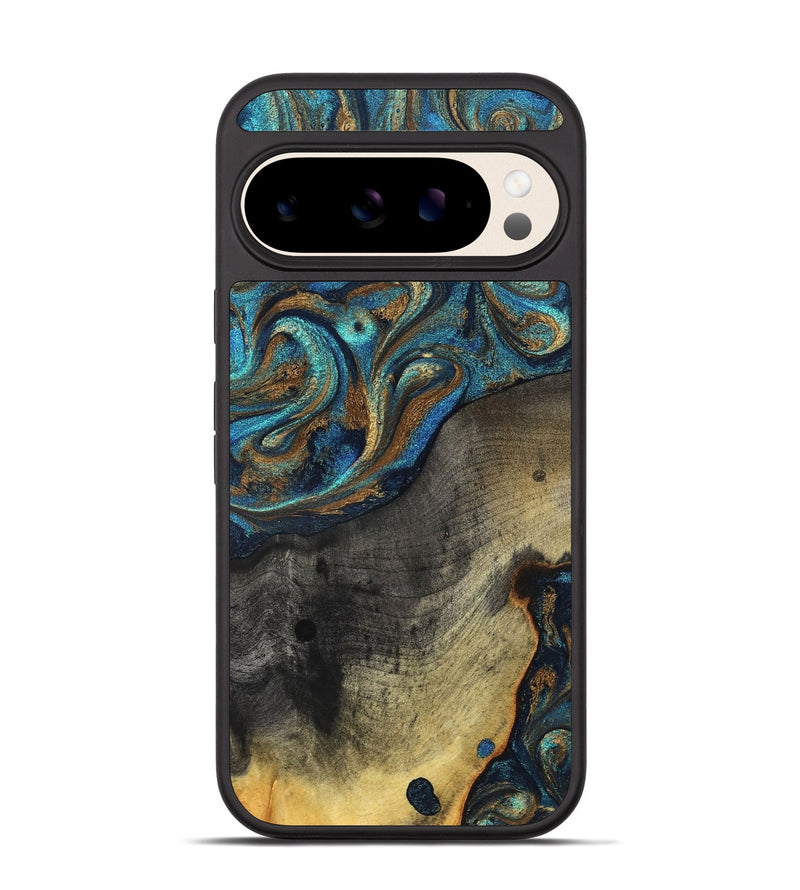 Pixel 10 Pro Wood Phone Case - Evalyn (Teal & Gold, 819616)