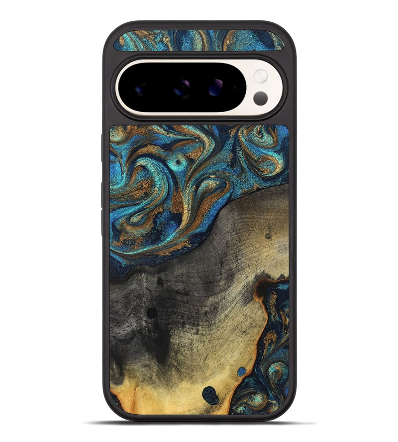 Pixel 10 Pro XL Wood Phone Case - Evalyn (Teal & Gold, 819616)
