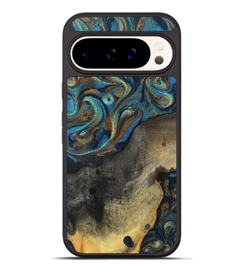 Pixel 9 Pro XL Wood Phone Case - Evalyn (Teal & Gold, 819616)