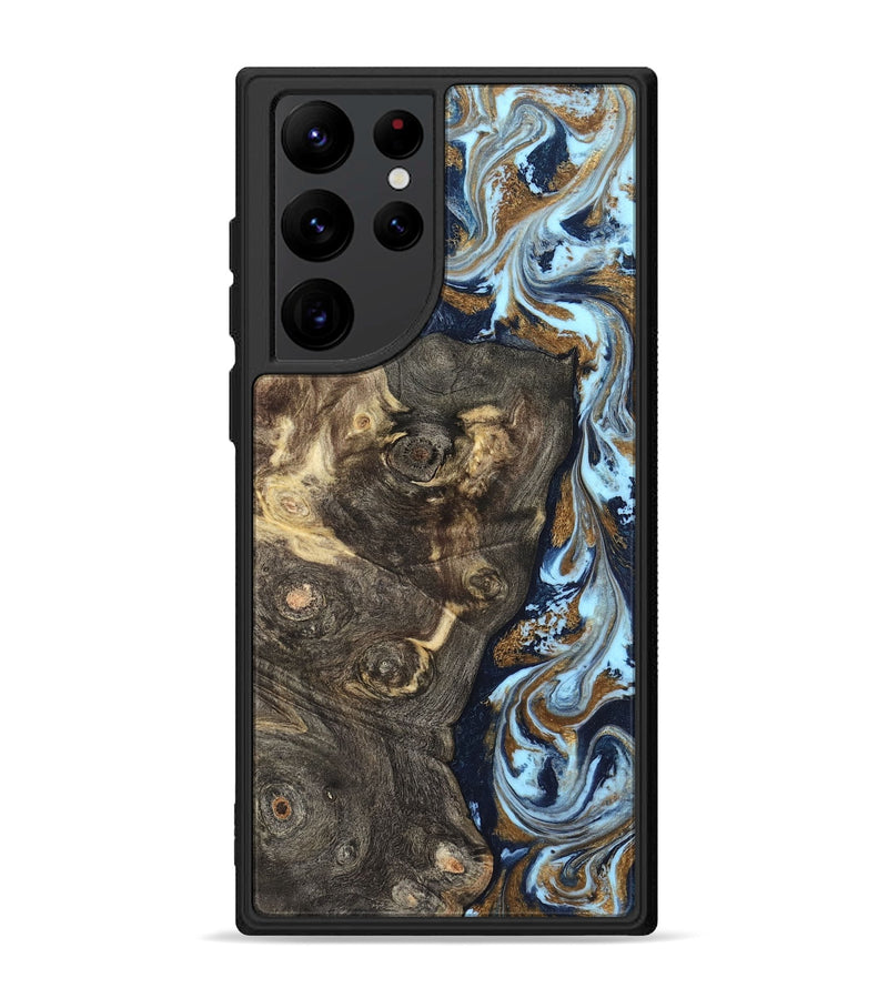 Galaxy S22 Ultra Wood Phone Case - Corrine (Teal & Gold, 819618)