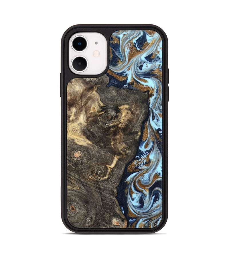 iPhone 11 Wood Phone Case - Corrine (Teal & Gold, 819618)