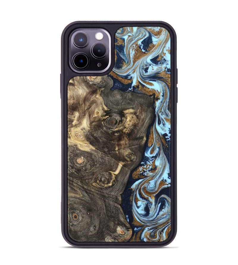 iPhone 11 Pro Max Wood Phone Case - Corrine (Teal & Gold, 819618)