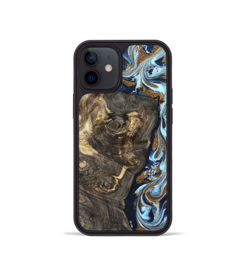 iPhone 12 mini Wood Phone Case - Corrine (Teal & Gold, 819618)