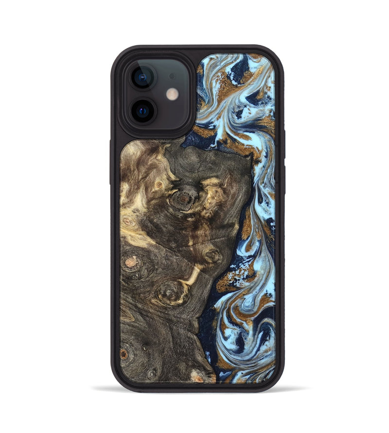iPhone 12 Wood Phone Case - Corrine (Teal & Gold, 819618)