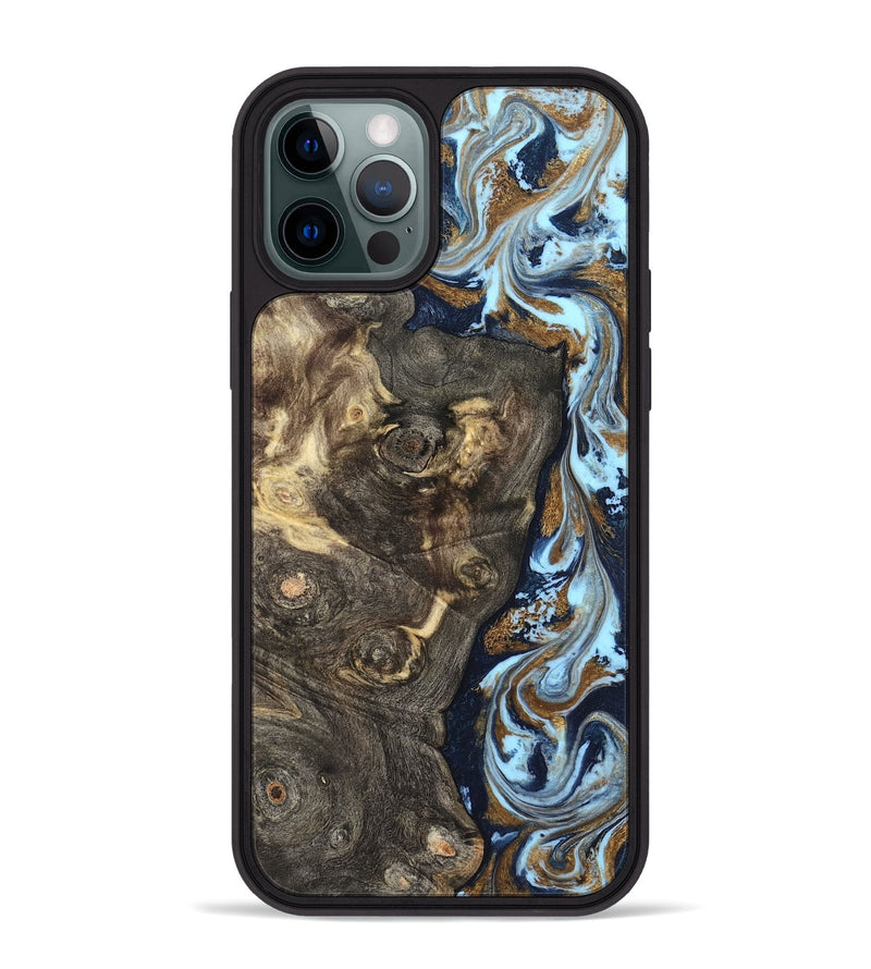 iPhone 12 Pro Max Wood Phone Case - Corrine (Teal & Gold, 819618)