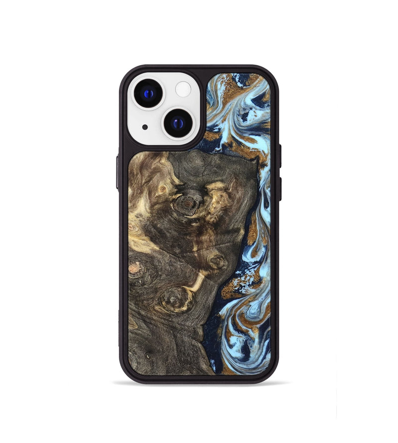 iPhone 13 mini Wood Phone Case - Corrine (Teal & Gold, 819618)