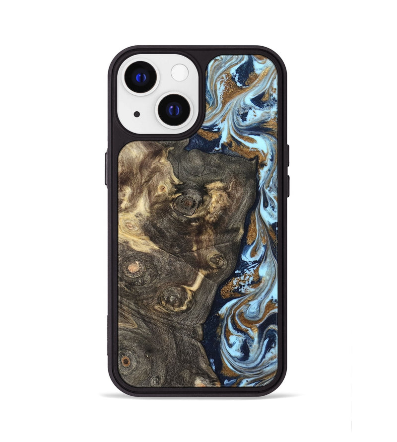 iPhone 13 Wood Phone Case - Corrine (Teal & Gold, 819618)