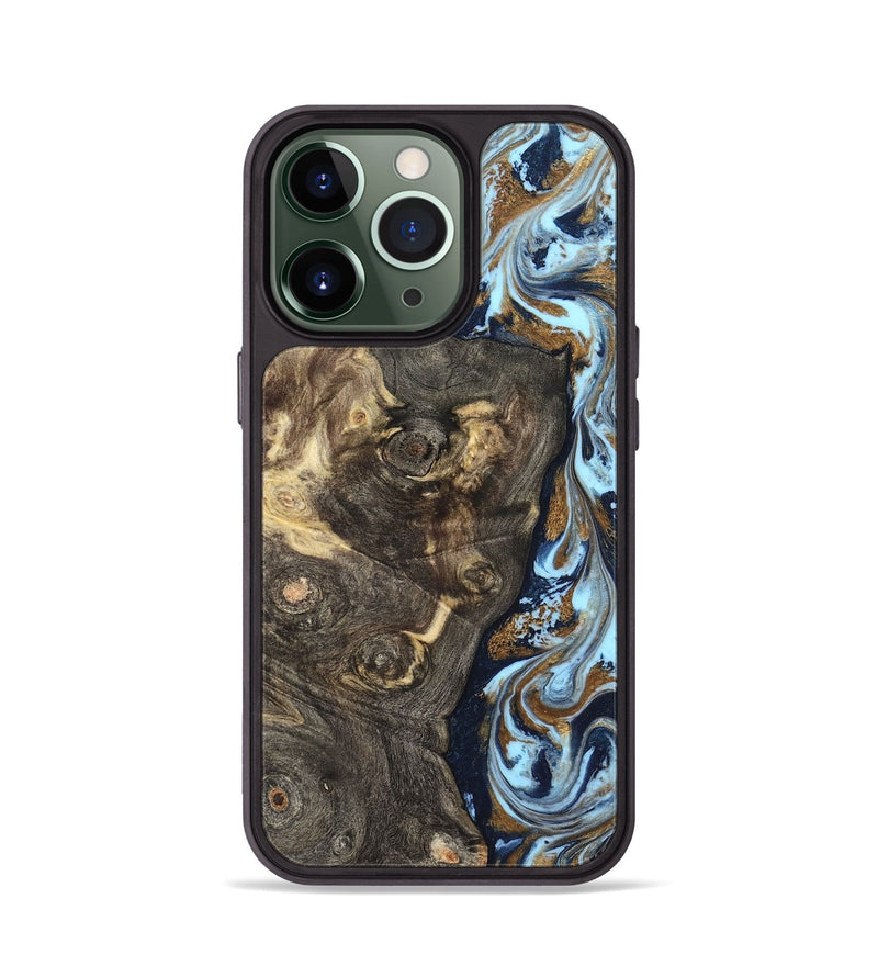 iPhone 13 Pro Wood Phone Case - Corrine (Teal & Gold, 819618)