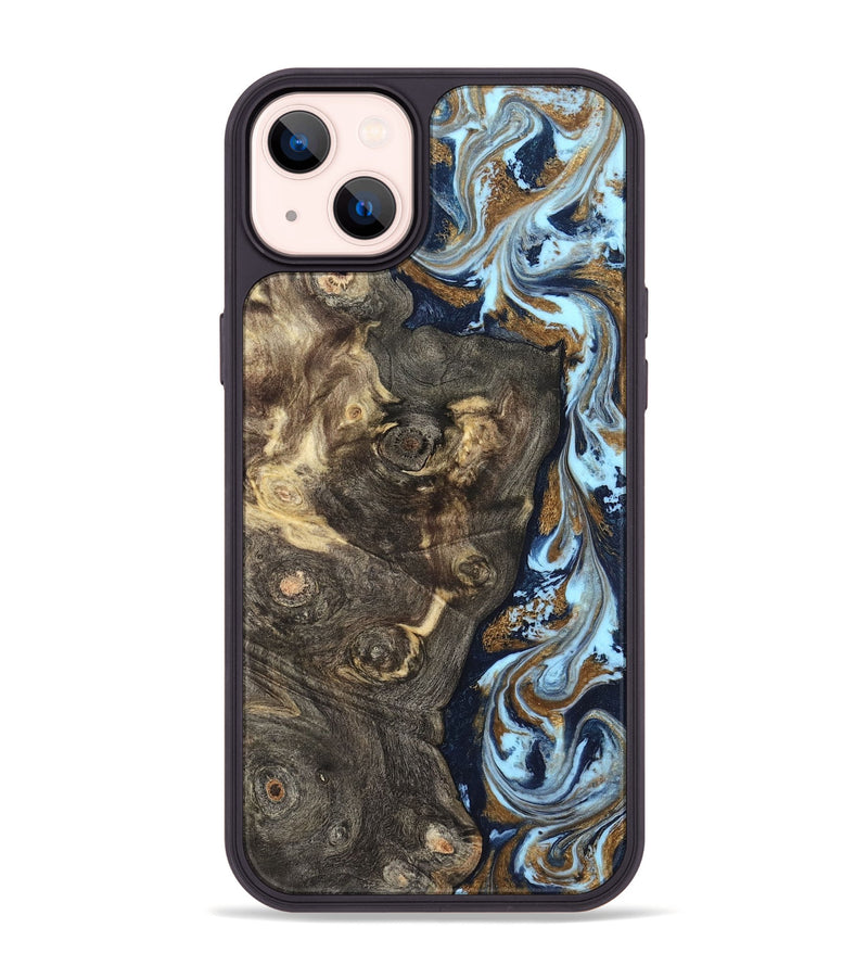 iPhone 14 Plus Wood Phone Case - Corrine (Teal & Gold, 819618)