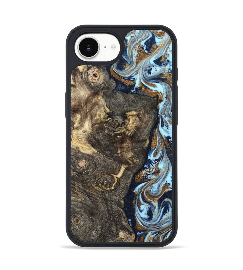 iPhone 16e Wood Phone Case - Corrine (Teal & Gold, 819618)
