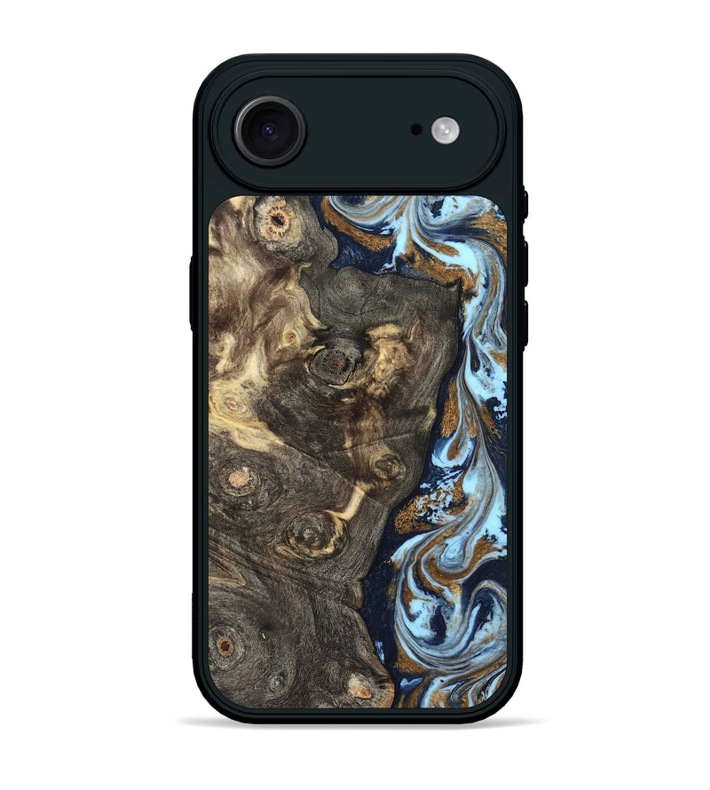 iPhone 17 Air Wood Phone Case - Corrine (Teal & Gold, 819618)