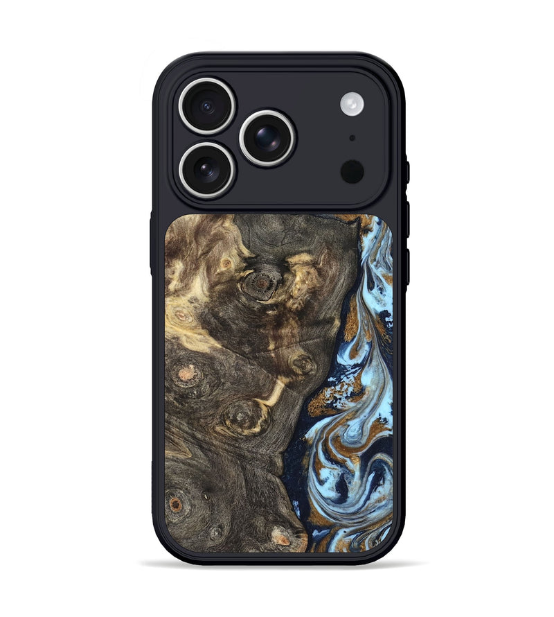 iPhone 17 Pro Wood Phone Case - Corrine (Teal & Gold, 819618)