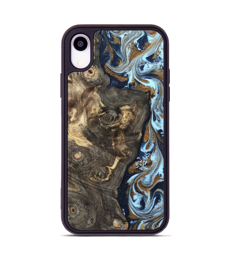 iPhone Xr Wood Phone Case - Corrine (Teal & Gold, 819618)