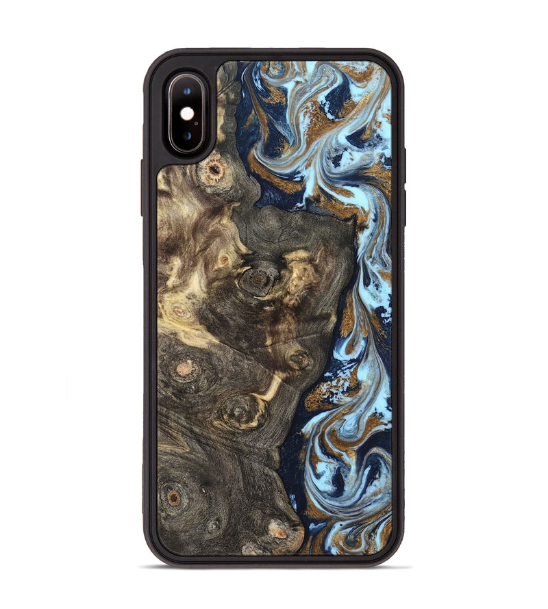 iPhone Xs Max Wood Phone Case - Corrine (Teal & Gold, 819618)