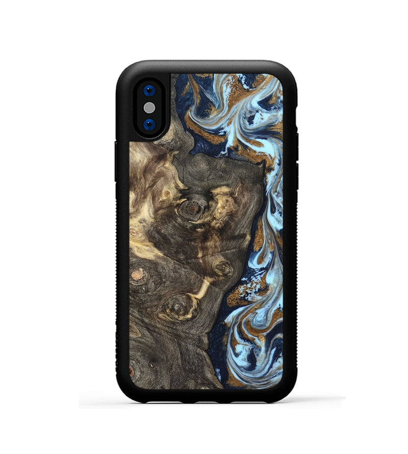 iPhone Xs Wood Phone Case - Corrine (Teal & Gold, 819618)