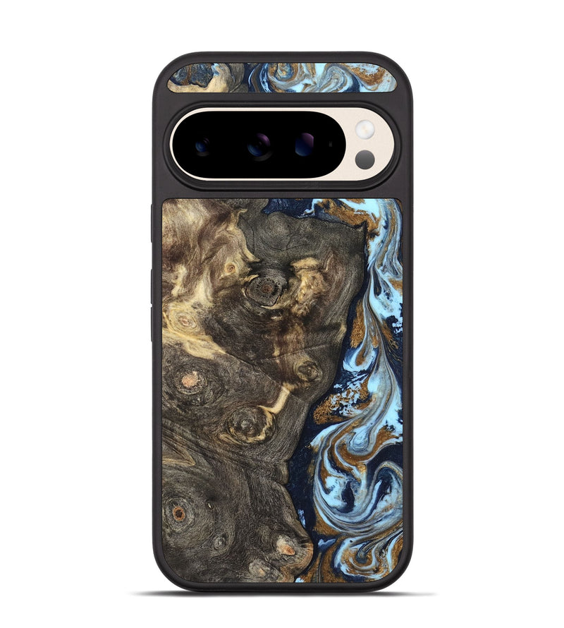 Pixel 10 Pro Wood Phone Case - Corrine (Teal & Gold, 819618)
